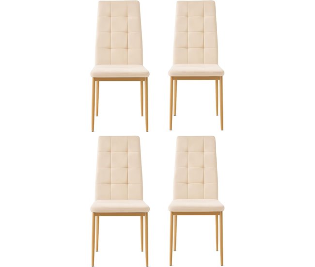 Dupi pacote de 4 cadeiras de jantar denia, cadeira de tecido, cadeira com pernas de metal (4 unidades bege)
