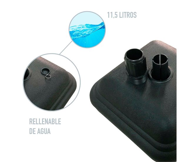 Pé de plástico para guarda-sol 12 kg de jardim ativo Preto