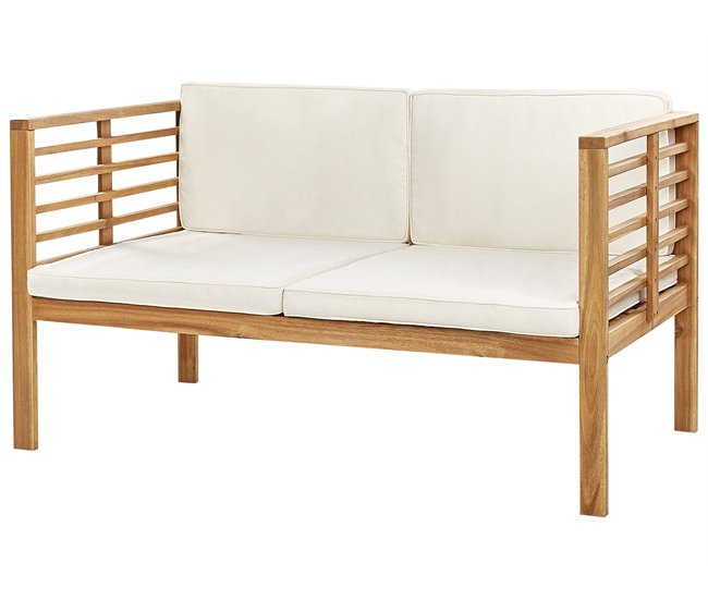 Beliani Conjunto lounge Madeira de acácia PACIFIC Branco/ Bege