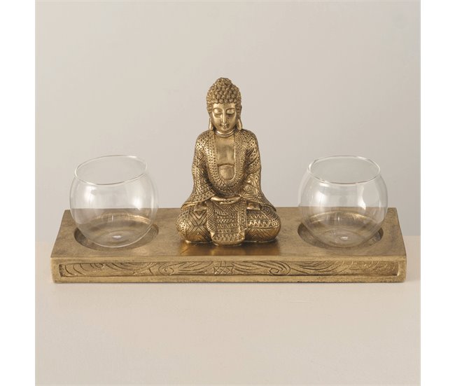 Castiçal dourado BUDA JARVEN 30x16 cm Dourado