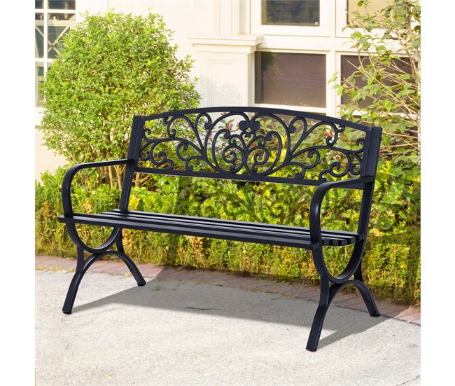 Banco de Jardim Ferro Outsunny 127x60 Preto