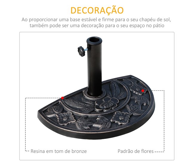 Base Chapéu de Sol Resina e Aço Outsunny Estampado