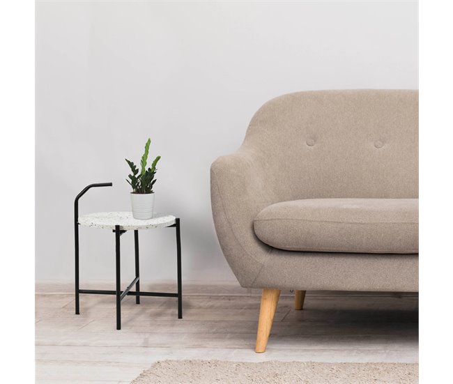 Mesa de apoio redonda Yala, terrazzo Branco Branco