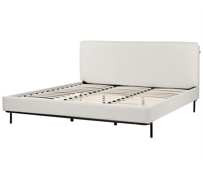 Beliani Cama com estrado Poliéster CORIO 193x219 Cinza Claro