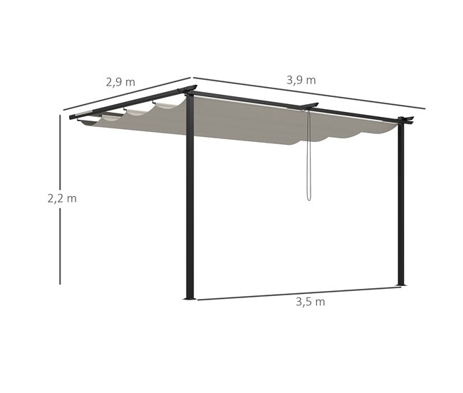 Pérgola de Parede Poliéster e Aço Outsunny Cru