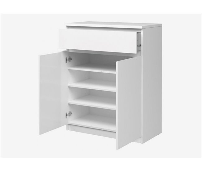 Sapateira con 2 portas e 1 gaveta branco alto brilho NAIA Branco