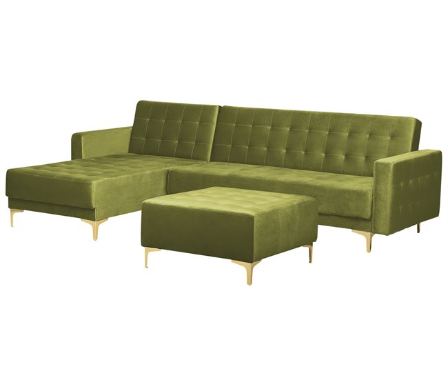 Beliani Sofá-cama Veludo ABERDEEN Verde