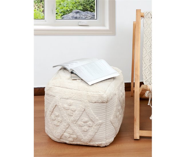 Puff quadrado algodão ZURI 45x45cm cor cru Cru