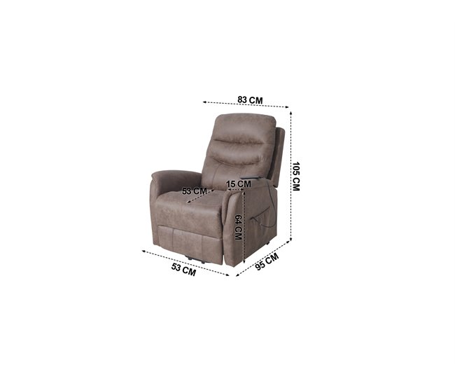 Cadeirão CORL relax elétrico LIFT UP e massagem castanho Castanho