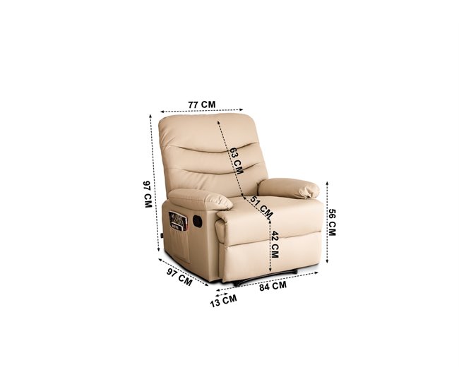 Poltrona relax motorizada com massagem ROMA Areia