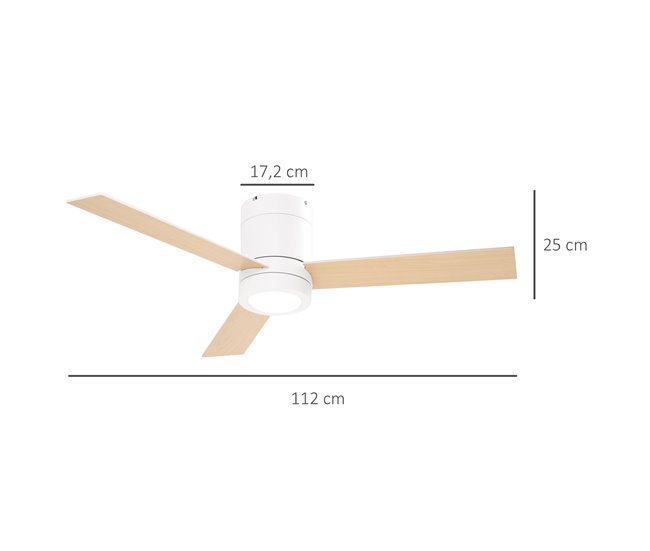 Ventoinha de Teto Metal, MDF e Vidro HOMCOM Branco