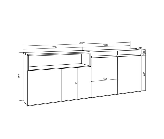 Aparadores para sala 200 Branco/ Preto