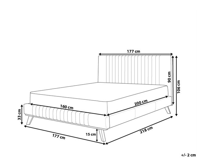 Beliani Cama com estrado Chenille TALENCE 177x218 Bege