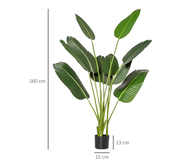 Planta Artificial Bananeira PE e Tecido HOMCOM Verde
