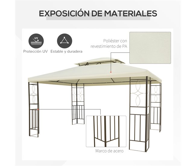 Pérgola de Exterior Aço e Poliéster Outsunny 295x392 Bege