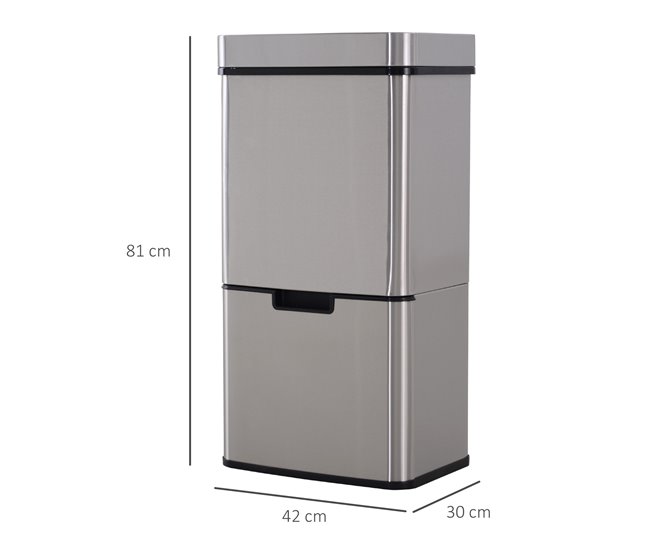 Balde de Lixo Aço Inoxidável e ABS HOMCOM, casa - cozinha Cinza