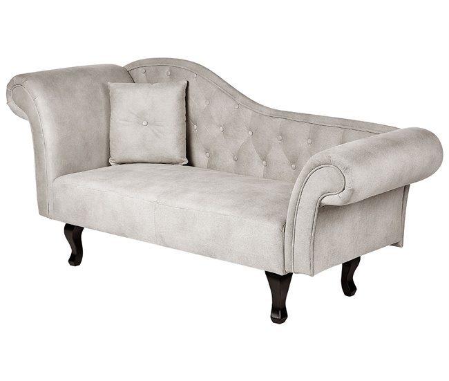 Beliani Chaise longue versão à esquerda Veludo LATTES Cinza Escuro