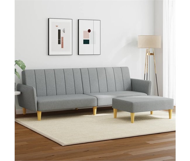 Sofá-cama, Sofá conversível de 2 lugares Cinza Claro