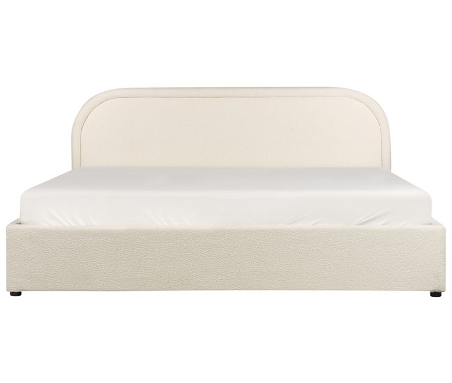 Beliani Cama com armazenamento Bouclé QUILLIEN 192x217 Bege
