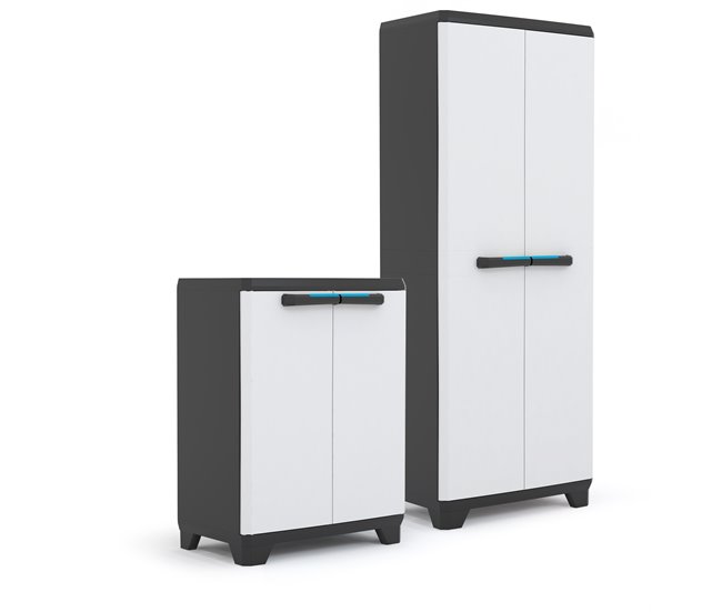 Armário resina exterior multiusos LINEAR 90x68x39cm preto e cinza Preto / Cinza