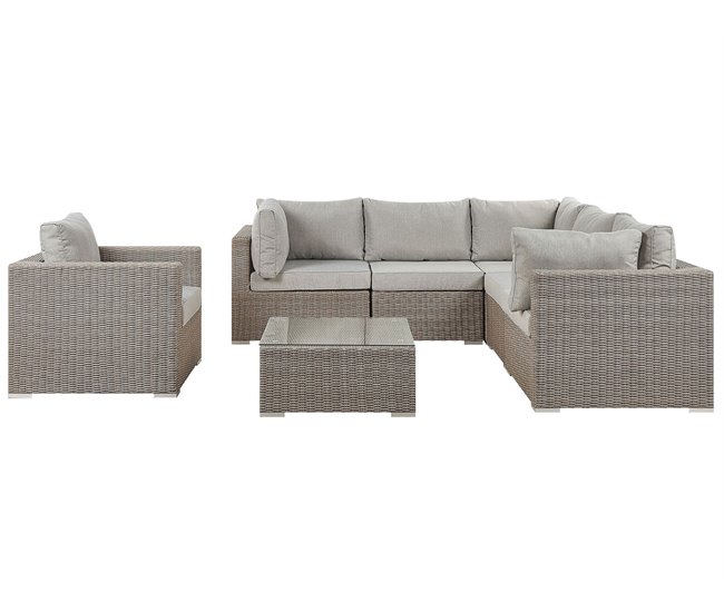 Beliani Conjunto lounge CONTARE Cinza Claro
