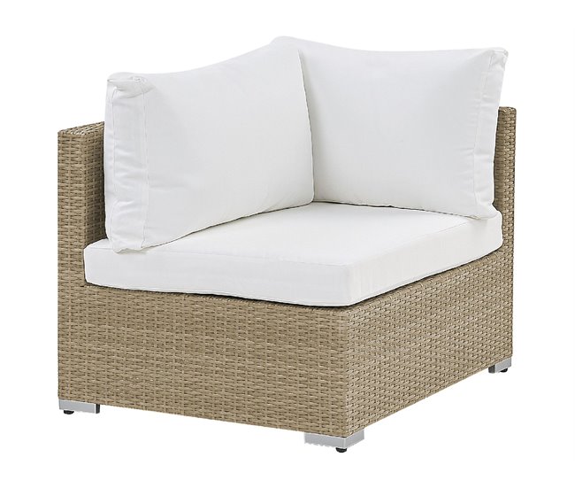 Beliani Conjunto lounge Ratan sintético NOTO Branco/ Bege