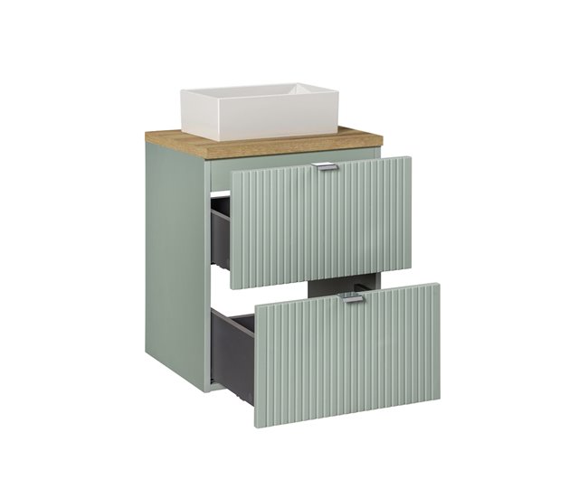 Móvel de lavatório simples 2 gavetas e pedestal Jade Verde