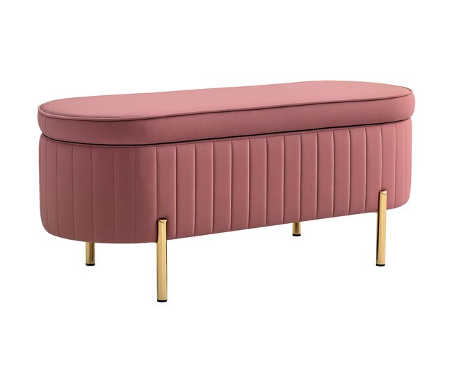 Banco Pé de Cama Poliéster HOMCOM, casa - quarto Rosa