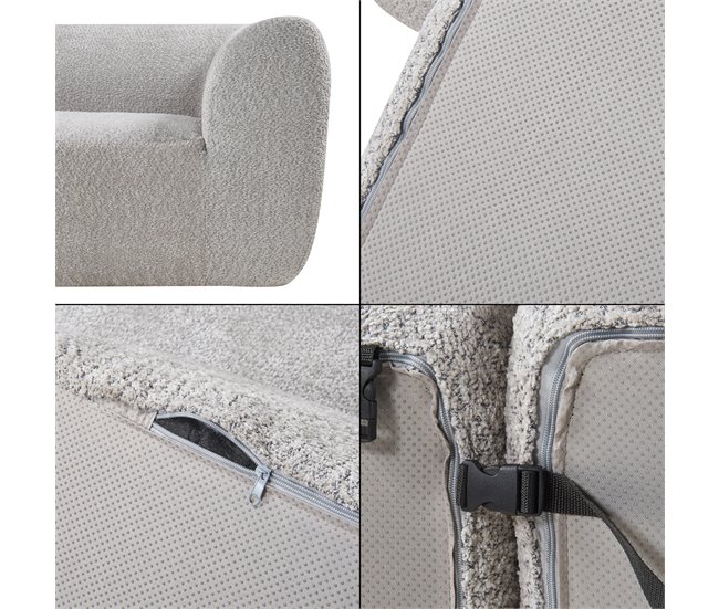 Sofá modular de 3 lugares Hurvas bouclé Branco