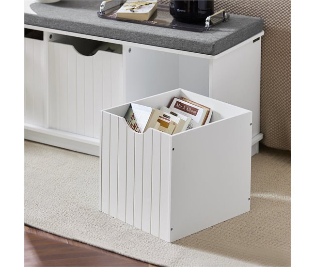 Banco de arrumação com almofadas e 3 caixas FSR30-W SoBuy Branco