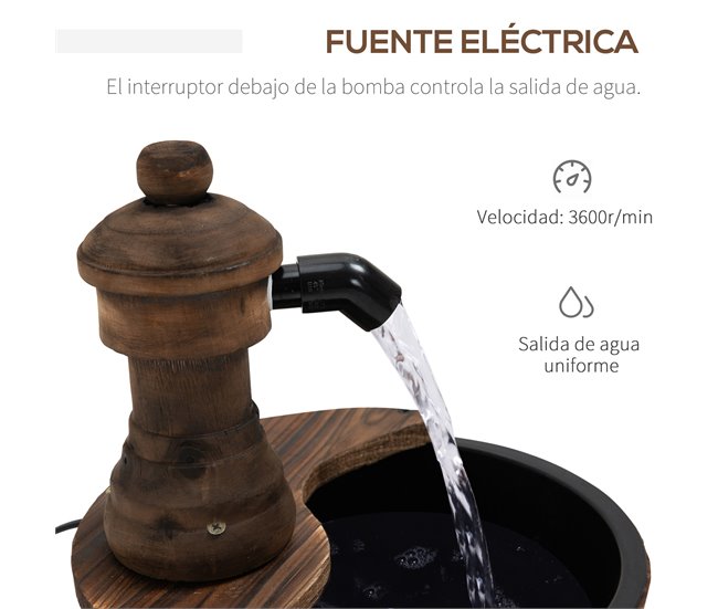 Fonte de Madeira Madeira de Abeto e Metal Outsunny Castanho