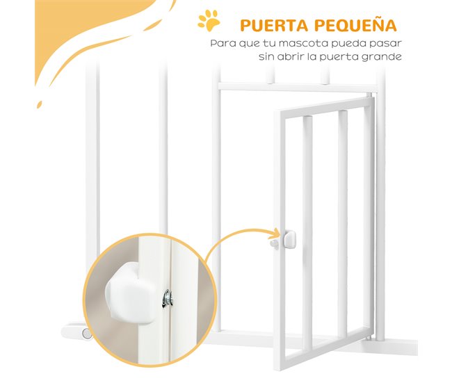 Barreira de Segurança Cães Aço e Plástico PawHut Branco