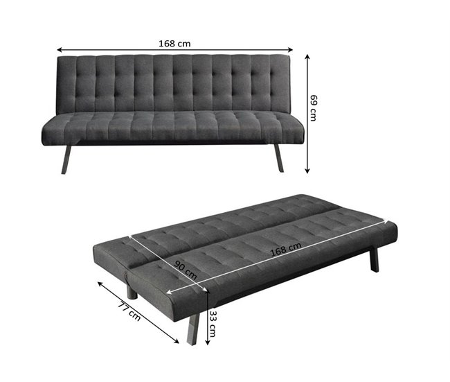 Sofá cama Nahia Cinza