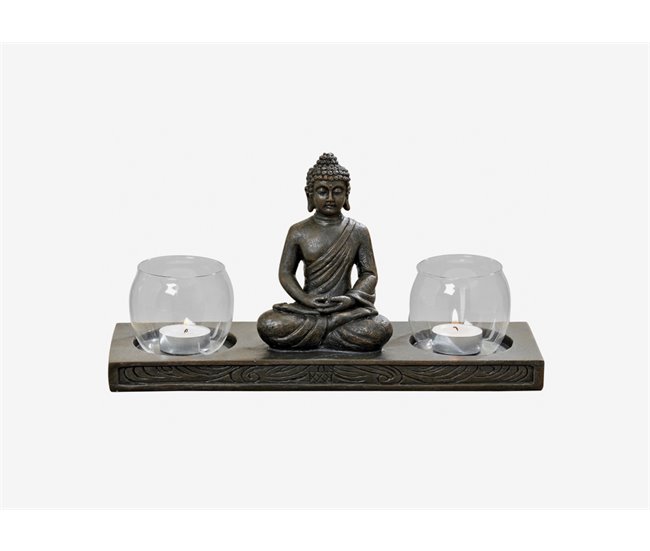 Porta-velas BUDDHA cor castanho Castanho
