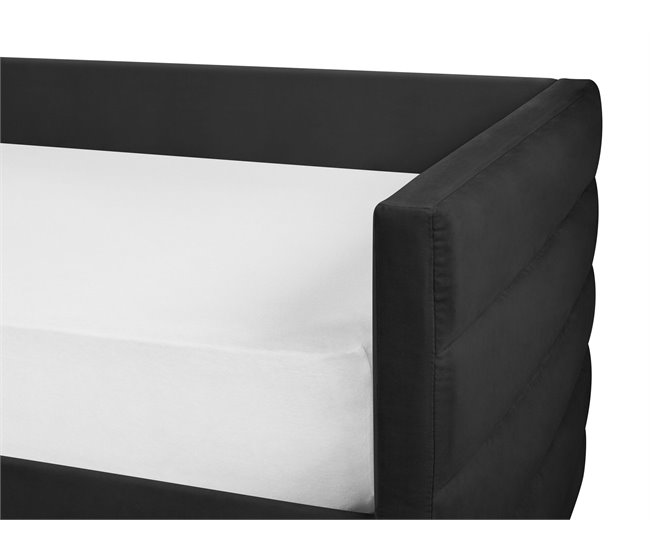 Beliani Cama de dia com arrumação Veludo MARRAY 98x214 Preto