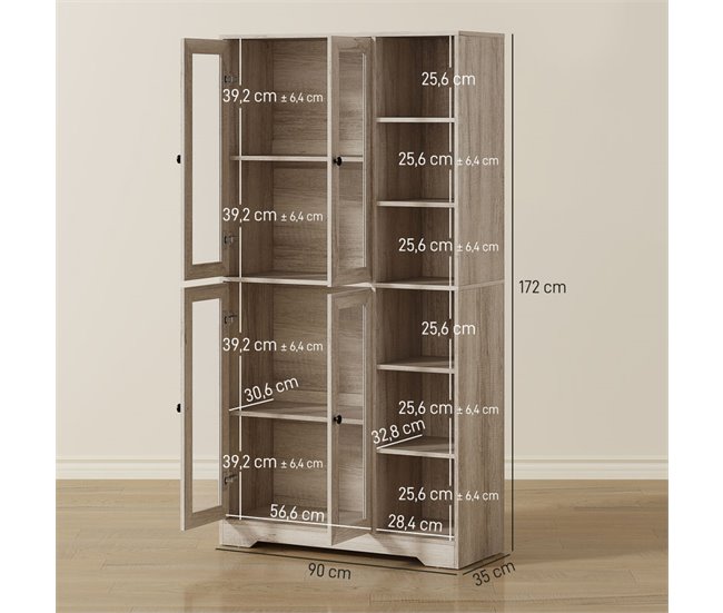 Armário de Cozinha Melamina de Madeira, MDF HOMCOM Cinza