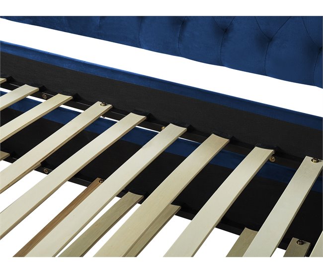 Beliani Cama nido Terciopelo MONTARGIS 91x219 Azul Marino