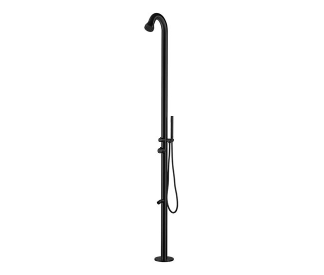Chuveiro exterior em aço inoxidável BOSA 316L com duche de mão e lavagem dos pés, Satin Black Preto