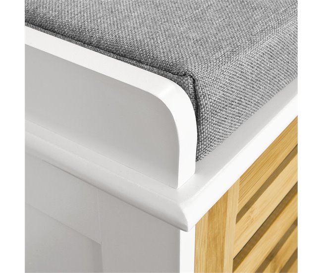 Banco de arrumação com almofadas e 2 cubos FSR23-K-WN SoBuy Natural/ Branco