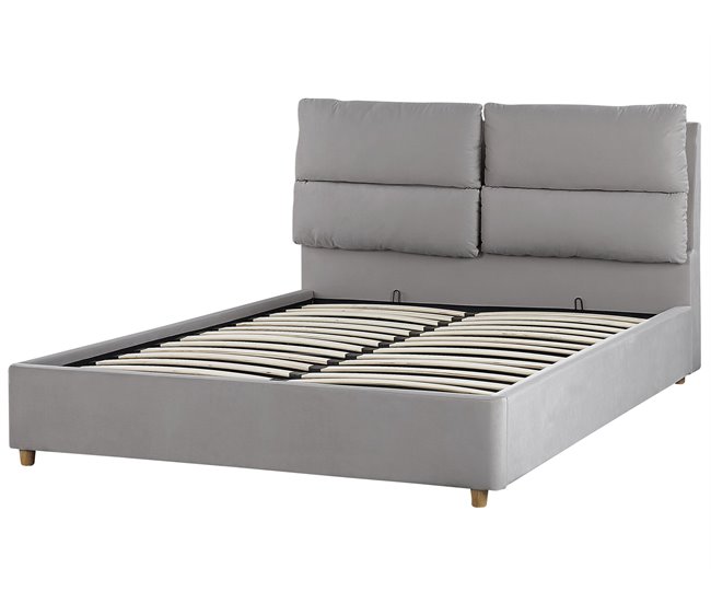 Beliani Cama baú Veludo BATILLY 154x224 Bege