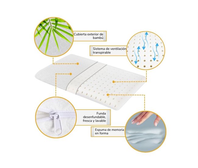 Almofada Plana para Pessoas que Dormem de Barriga para Baixo S 58x38 Branco