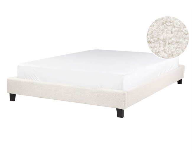 Beliani Cama sem cabeceira Bouclé ROANNE 150x213 Creme