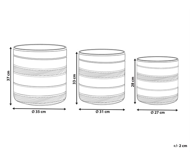 Beliani Conjunto de 3 vasos para plantas RASBORA Bege