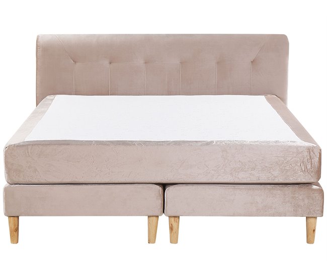 Beliani Cama continental Terciopelo MARQUISE 171x213 Cinza
