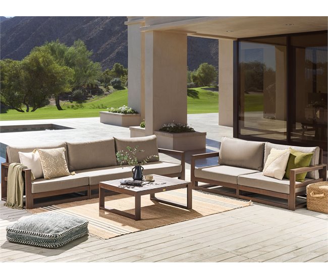 Beliani Conjunto lounge Madeira de acácia com certificado FSC® TIMOR Madeira