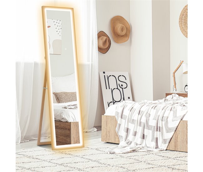 Espelho de Pé Vidro temperado e MDF HOMCOM, casa - decoração Castanho
