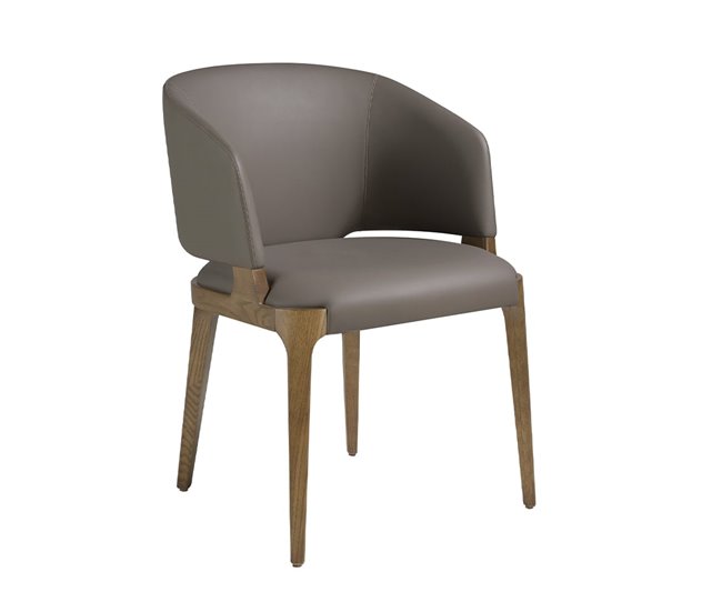 ANGEL CERDA Cadeira de couro ecológico vison escuro Nogal