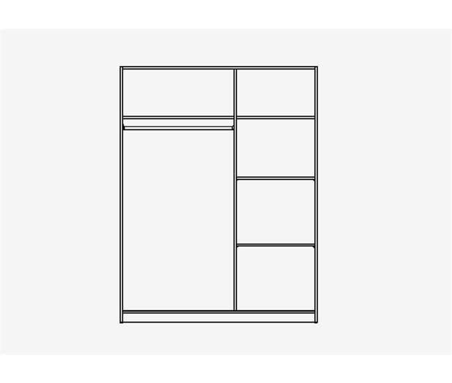 Roupeiro YORK portas deslizantes com espelho 150x195cm Branco