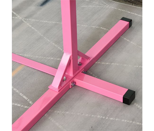 Barra de Ginástica Aço e Madeira de Faia HOMCOM Rosa
