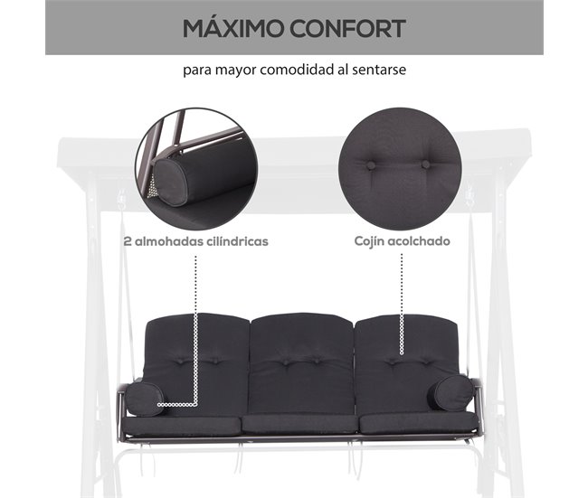 Banco Baloiço de Jardim Metal e Poliéster Outsunny Preto